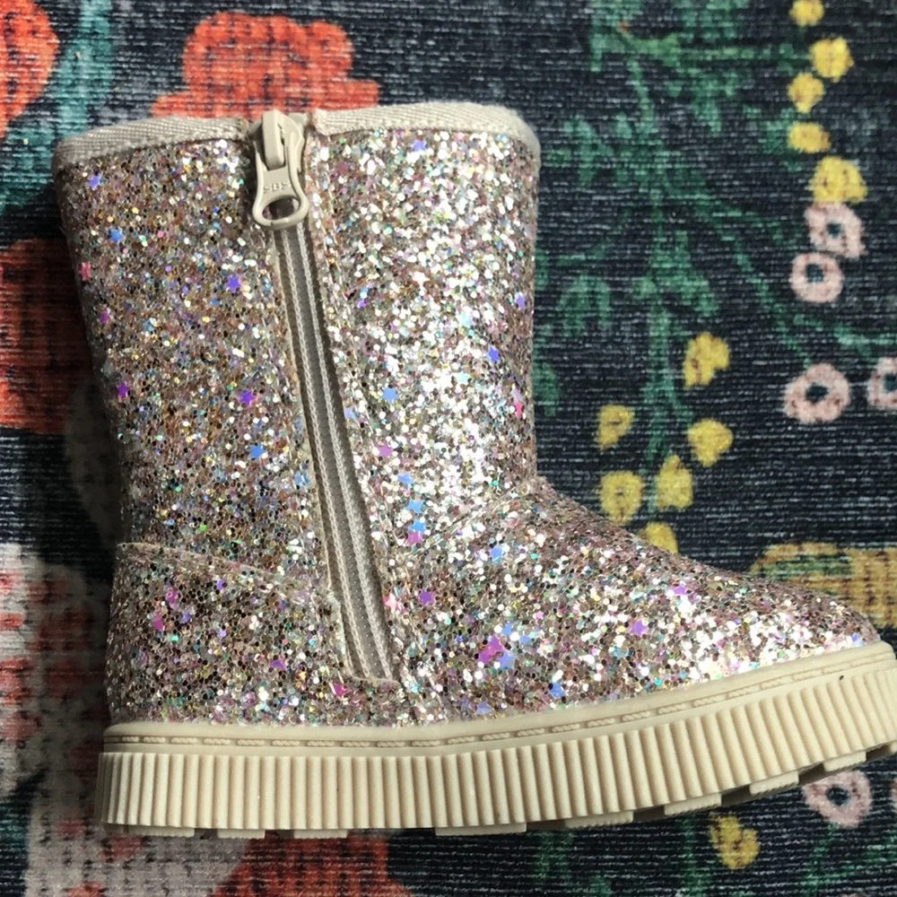 Cat & Jack Gold Glitter Toddler Pip Boots, Size 6